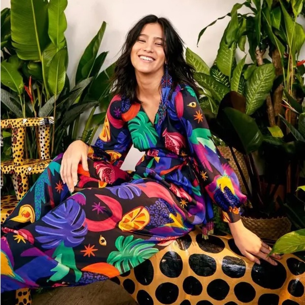 Farm Rio Mystic Jungle Wrap Jumpsuit S